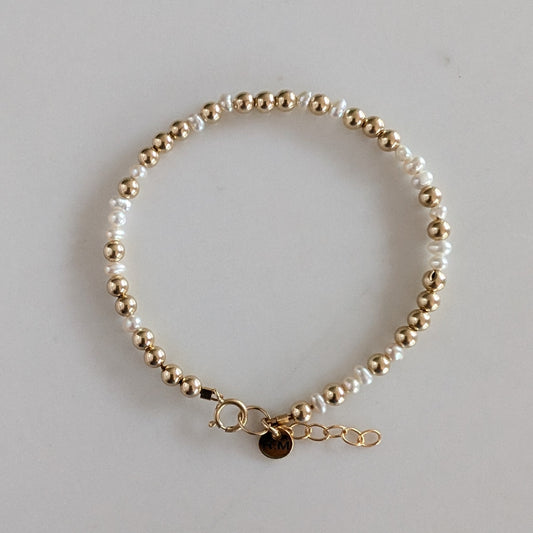 Gold and Pearl Scatter Bracelet